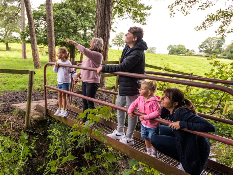 Family on bridge outside Lytham St Annes caravan site