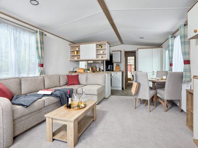 Spacious living room in Vista Gold, showcasing the comfort offered by holiday parks in Lancashire.