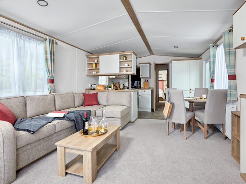 Spacious living room in Vista Gold, showcasing the comfort offered by holiday parks in Lancashire.