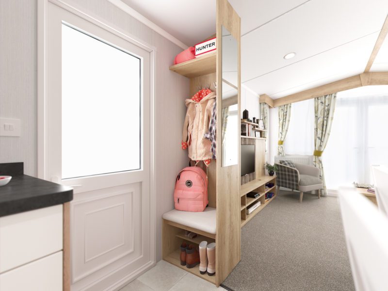 Entrance with shoe and coat storage in holiday home