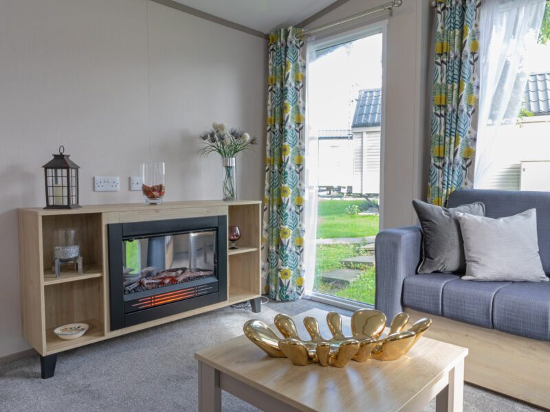 Living space in caravan holiday home