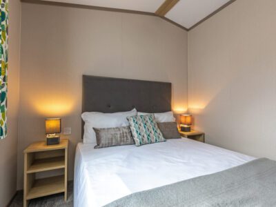main bedroom of caravan holiday home