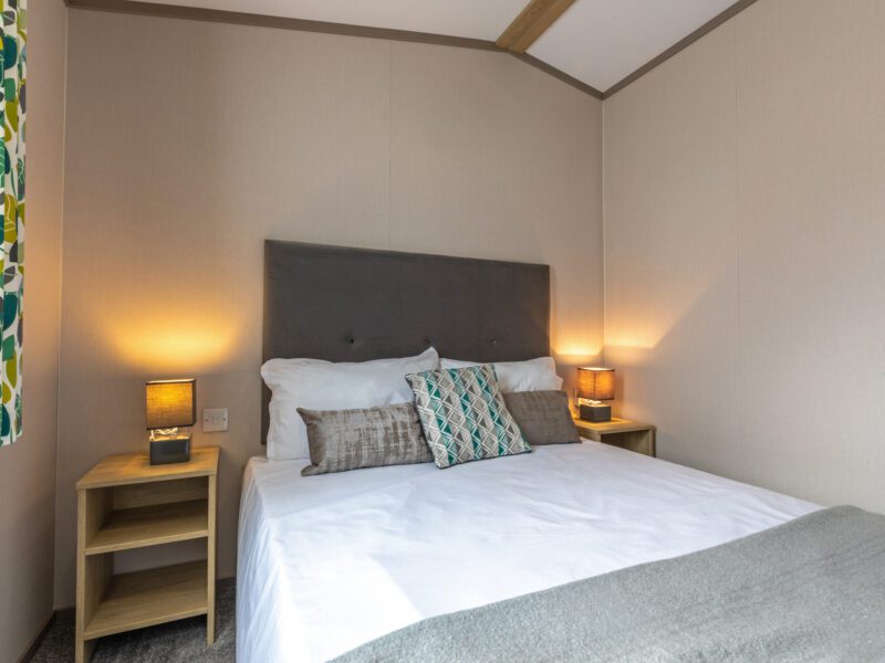 main bedroom of caravan holiday home