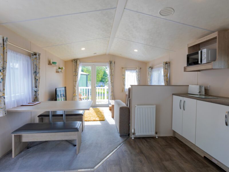 Mobile home from inside - Living room and Kitchen